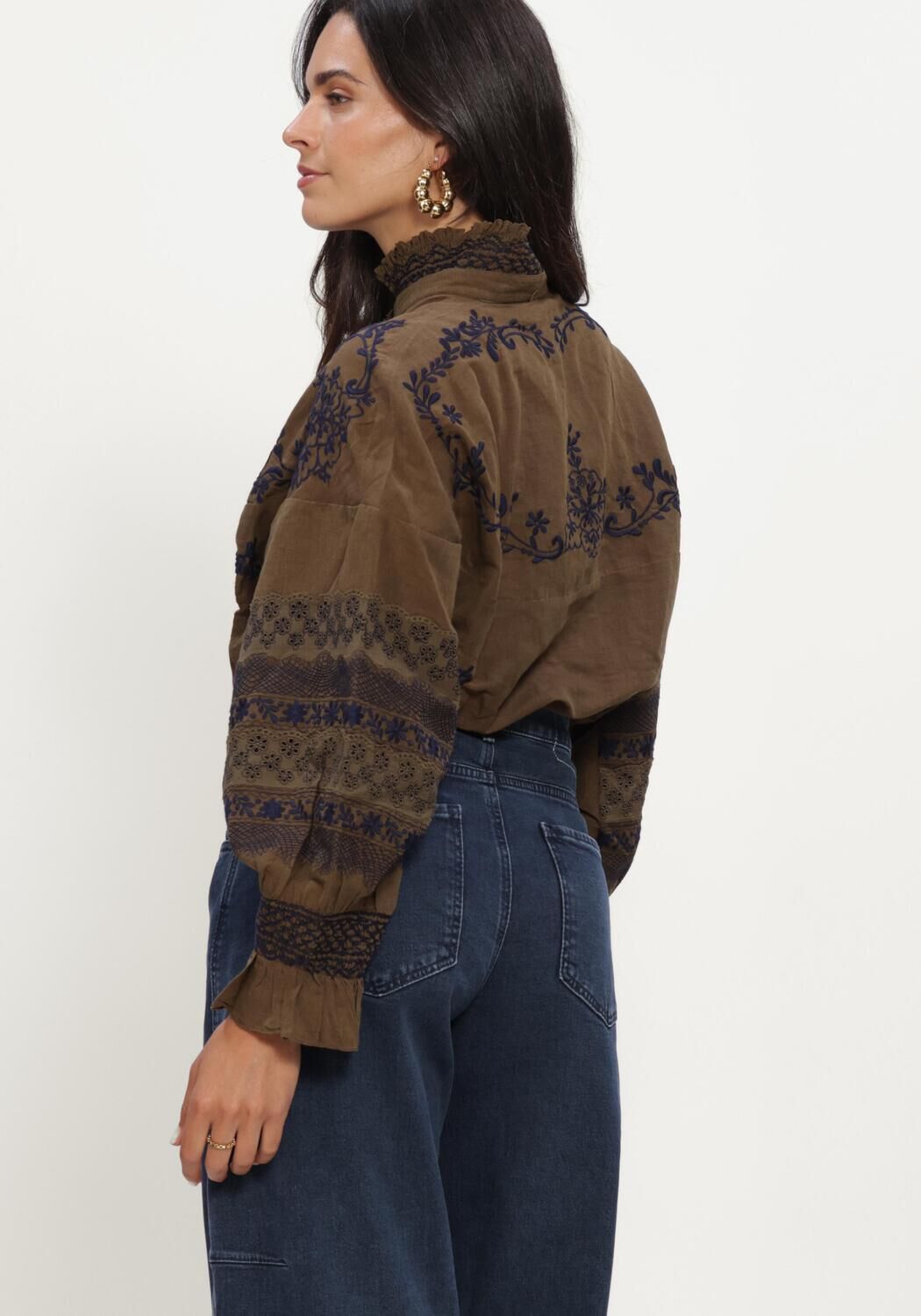 Donkergroene ANTIK BATIK Blouses BIG BLOUSE - large