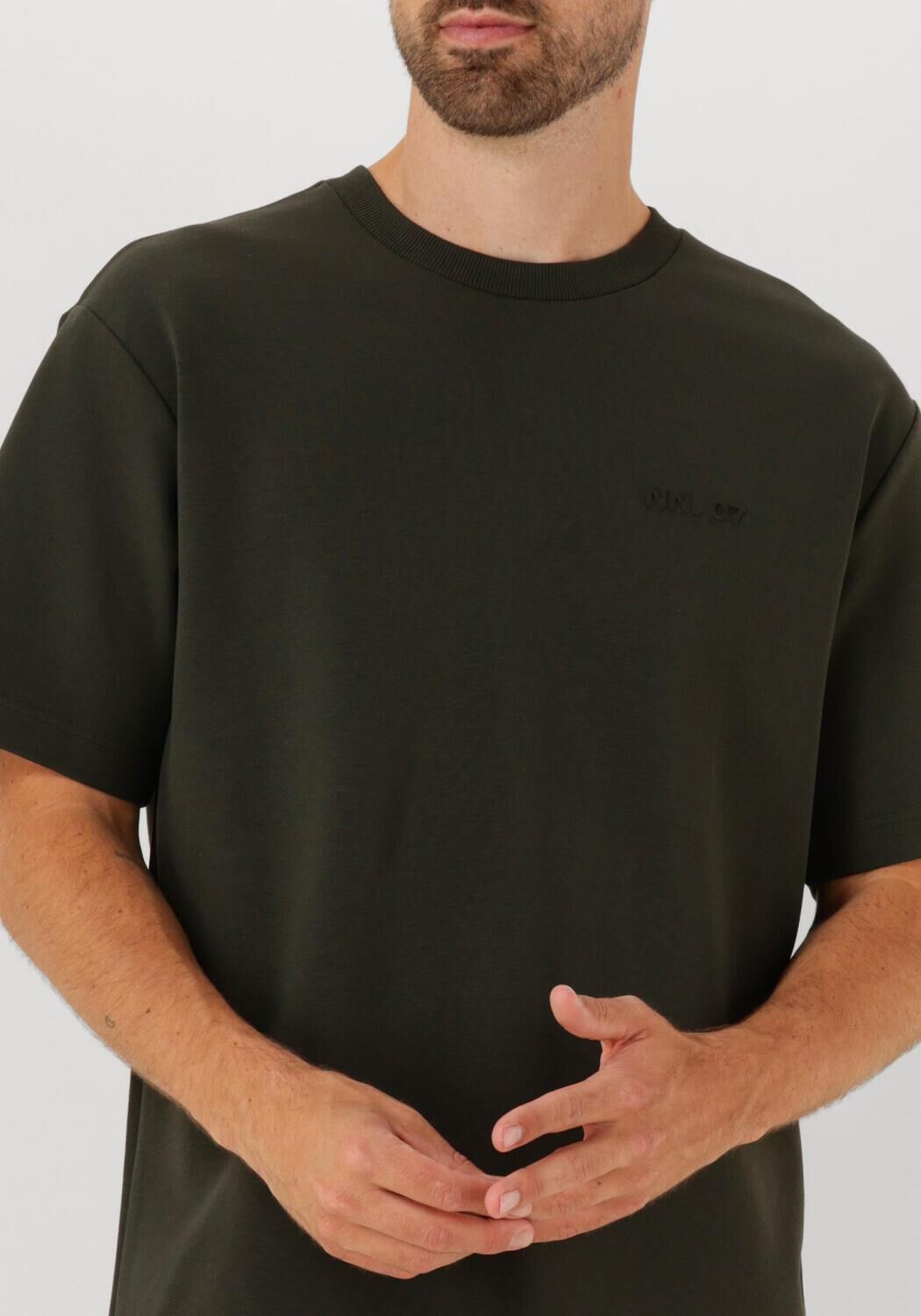 Donkergroene NN.07 T-shirt NAT SS LOGO TEE 3457 - large