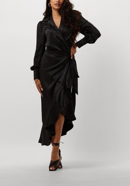 Zwarte NOTRE-V Midi jurk NV-DORISSA SATIN DRESS - large