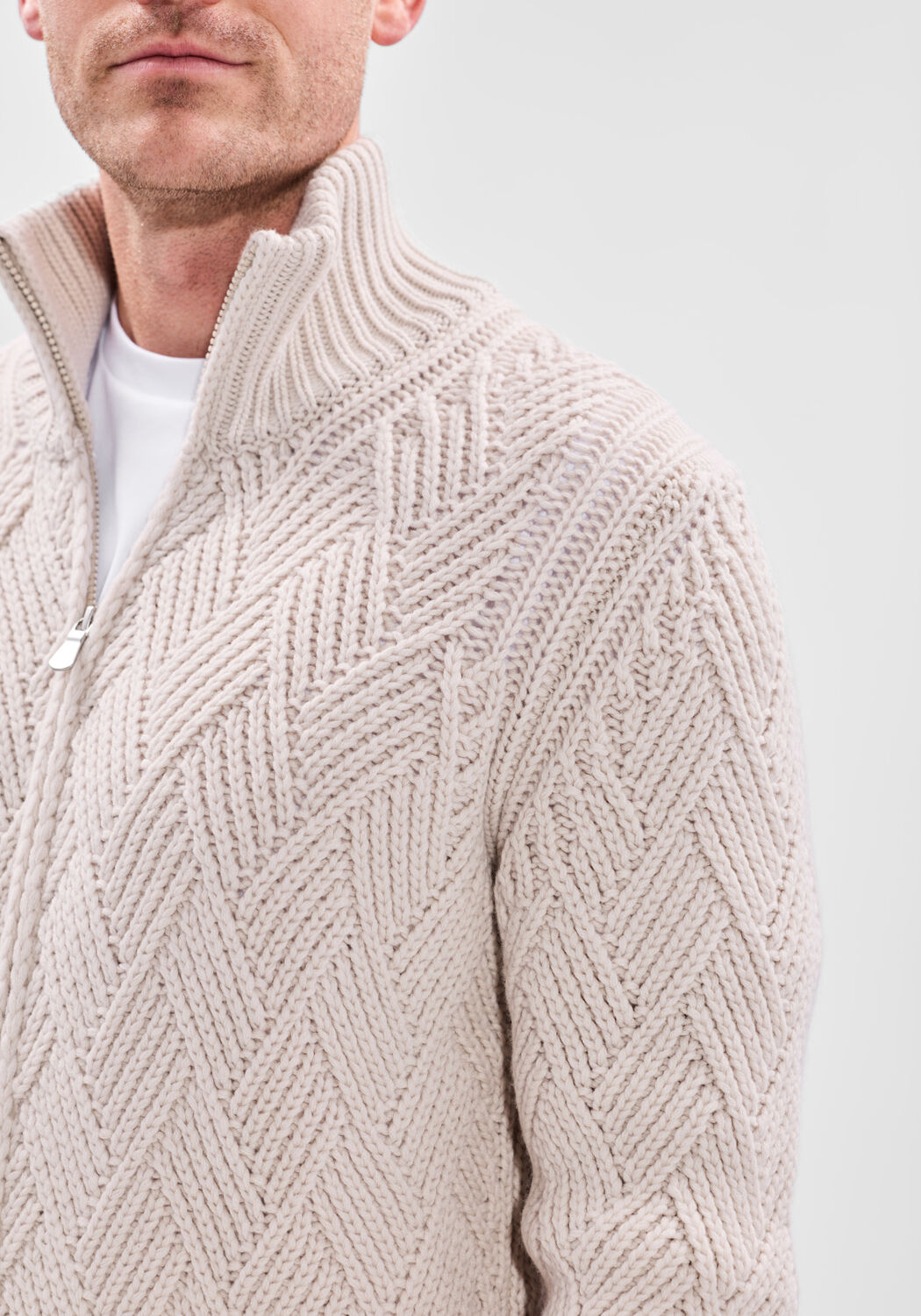 Creme GRAN SASSO Trui JACKET ZIP C 15554 - large