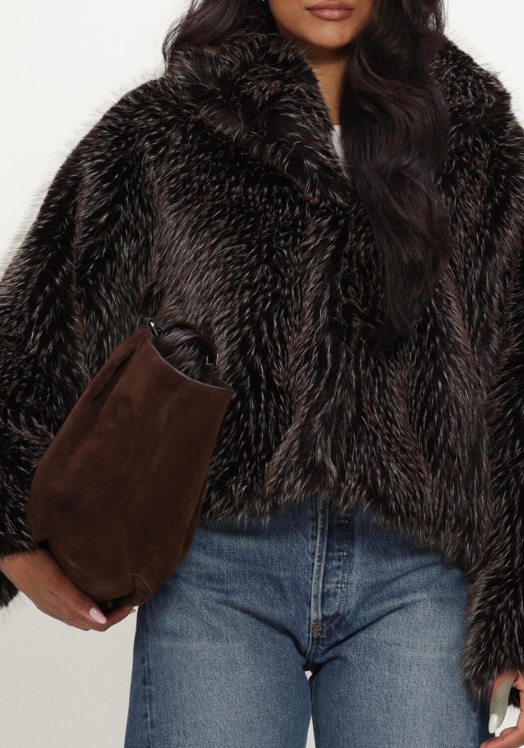 Bruine ALTER EGO Faux fur jas LUNA FAUX FUR JACKET - large