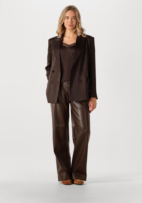 Bruine DANTE6 Wijde broek JULES FAUX LEATHER PANTS - large