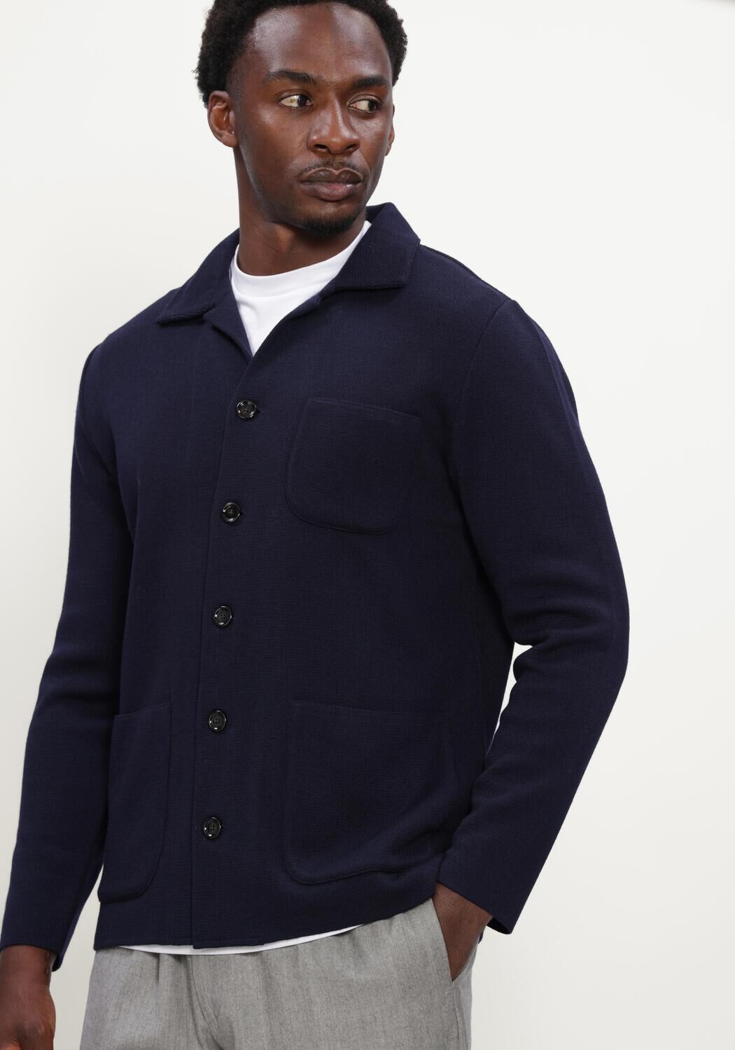 Donkerblauwe LARDINI Overshirt GIACCA MAGLIA UOMO - large