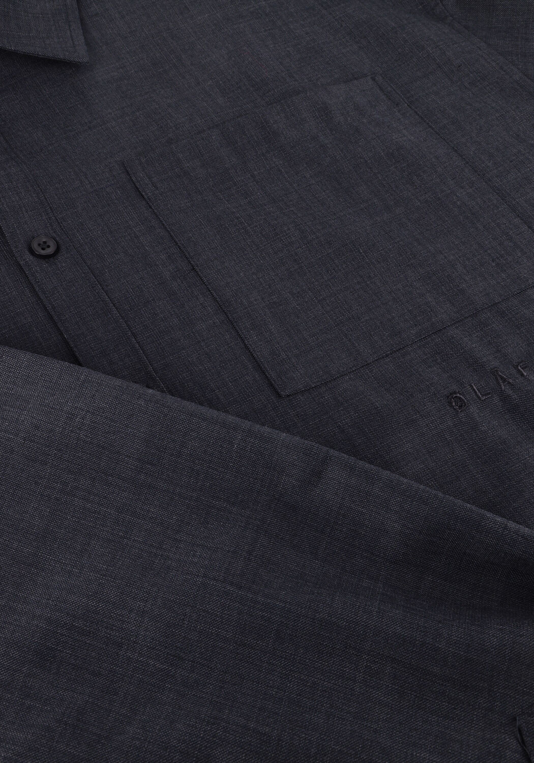 Donkergrijze OLAF HUSSEIN Casual overhemd WOOL BLEND BOXY LS SHIRT - large