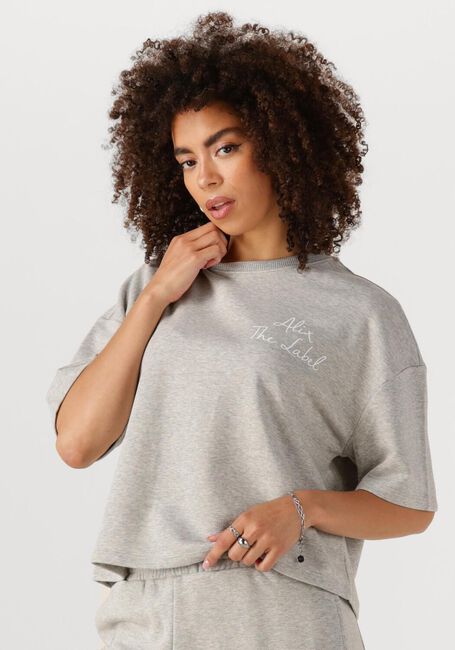 Lichtgrijze ALIX THE LABEL T-shirt LADIES KNITTED SWEAT T-SHIRT - large