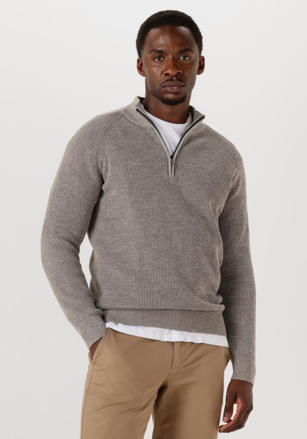 Gentiluomo Trui Heren Turtle Zip, Maat: L, Kleur: Taupe afbeelding
