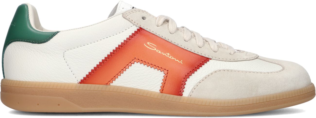 Santoni Lage Sneakers Heren 21965, Maat: 43, Materiaal: Leer, Kleur: Wit