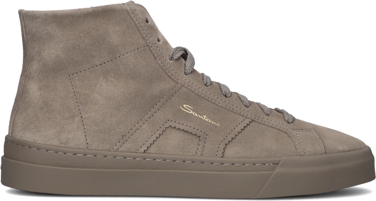 Santoni Hoge Sneakers Heren Sue Mid Rits Sneaker, Maat: 45,5, Materiaal: Suède, Kleur: Taupe