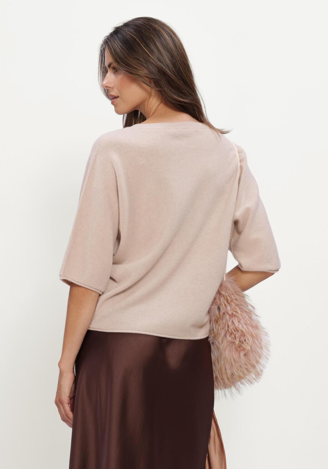 Beige LUISA CERANO Top PULLOVER AUS KASCHMIR-MIX - large