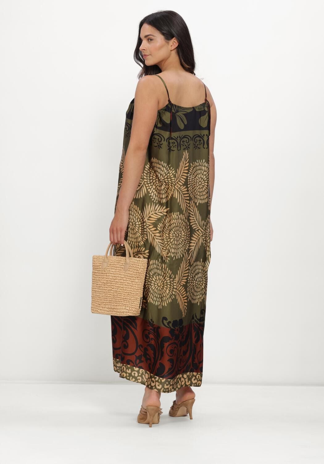 Khaki LUISA CERANO Maxi jurk KLEID - large