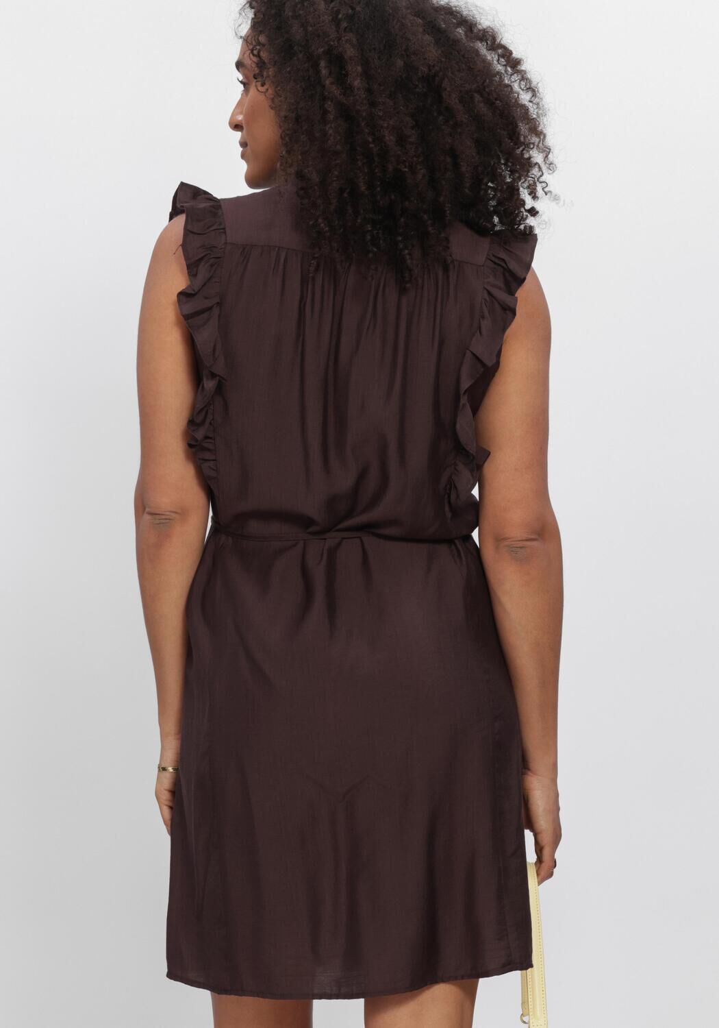Bruine CO'COUTURE Mini jurk HERACC FRILL SS CROP V-DRESS - large