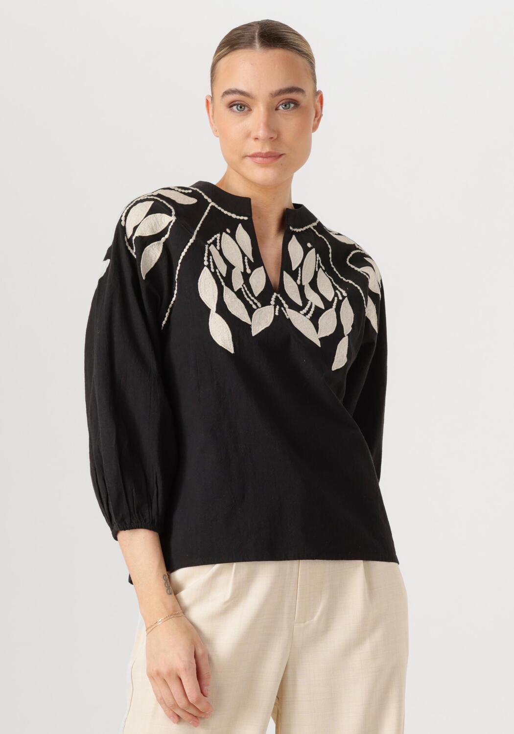 Aimee the Label Top Dames Georgec, Maat: L, Kleur: Zwart