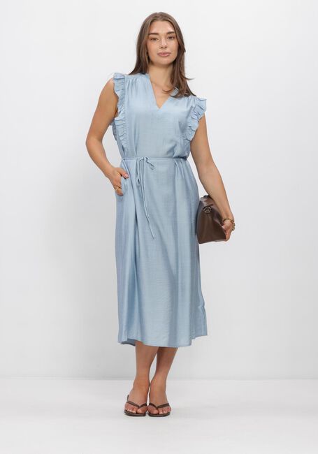 Lichtblauwe CO'COUTURE Maxi jurk HERACC FRILL SS V-DRESS - large