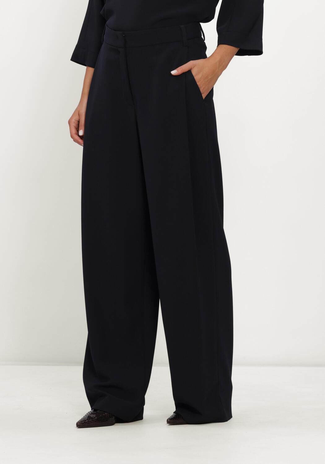 Donkerblauwe LUISA CERANO Wijde broek WIDELEG-PANTS MIT BUNDFALTEN - large