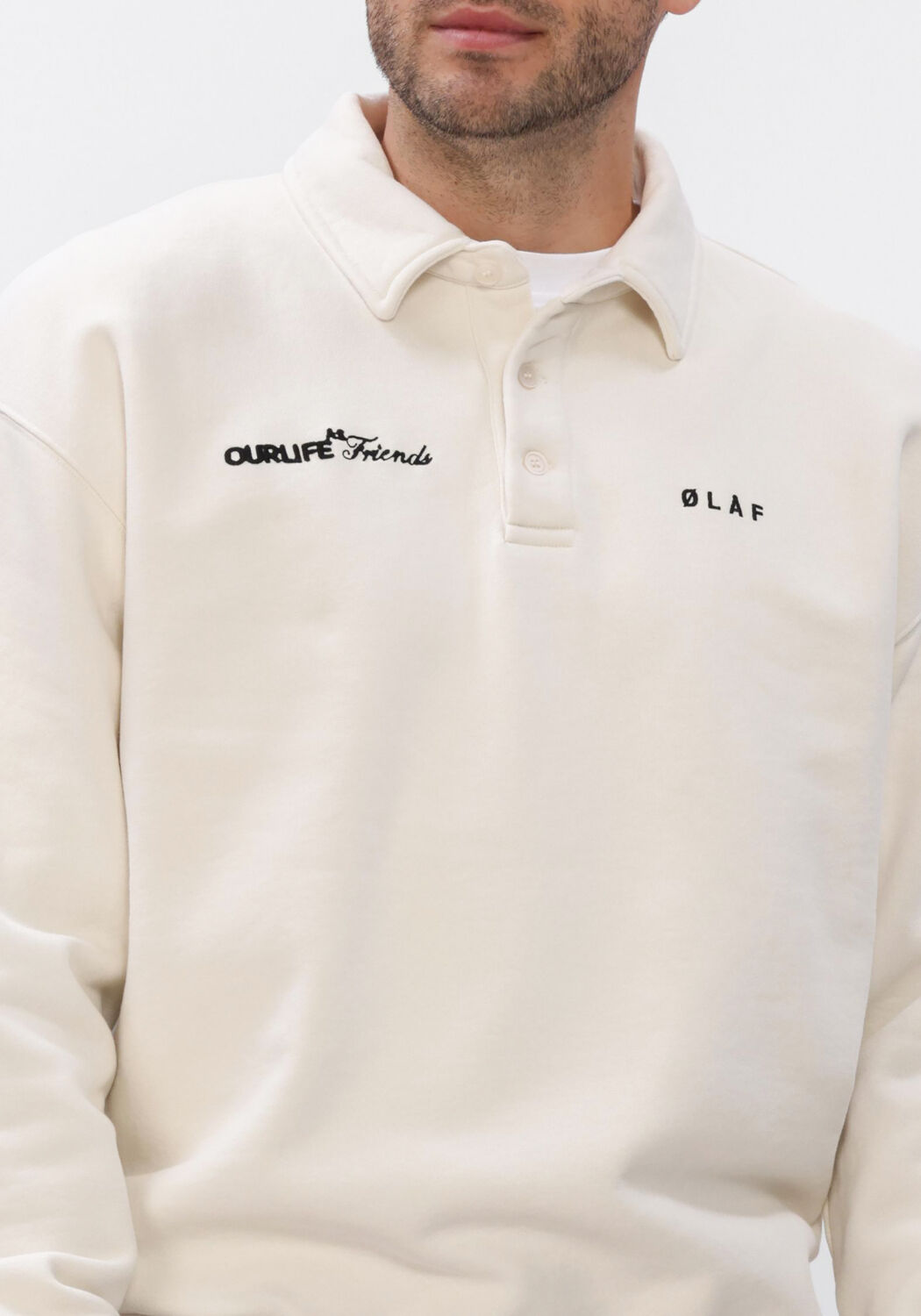 Gebroken wit OLAF HUSSEIN Polo SCRIPT FRIENDS OVERSIZED POLO - large