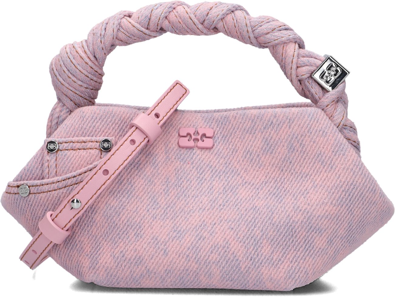 Ganni Ganni Handtas Dames Bou Mini Denim, Materiaal: Denim, Kleur: Roze