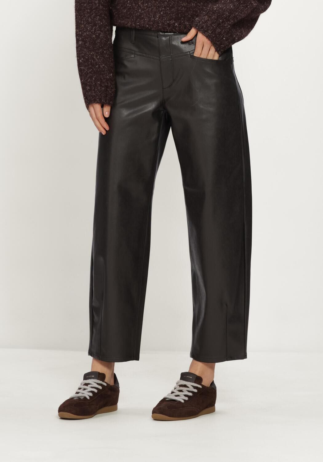 Bruine CAMBIO Broeken ELIN VEGAN NAPPA LEATHERSTRETCH - large