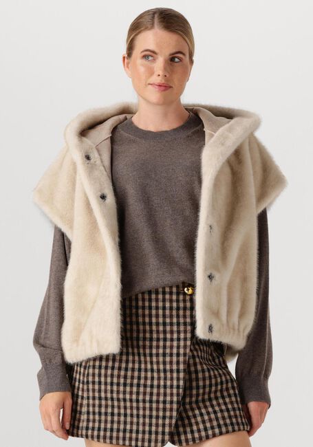 Beige STUDIO AR Gilet OLENA FAUX MINK - large