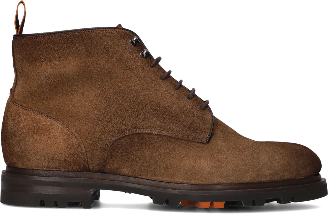 Santoni Veterboots Heren Sue Veterboot, Maat: 46,5/47, Materiaal: Suède, Kleur: Bruin