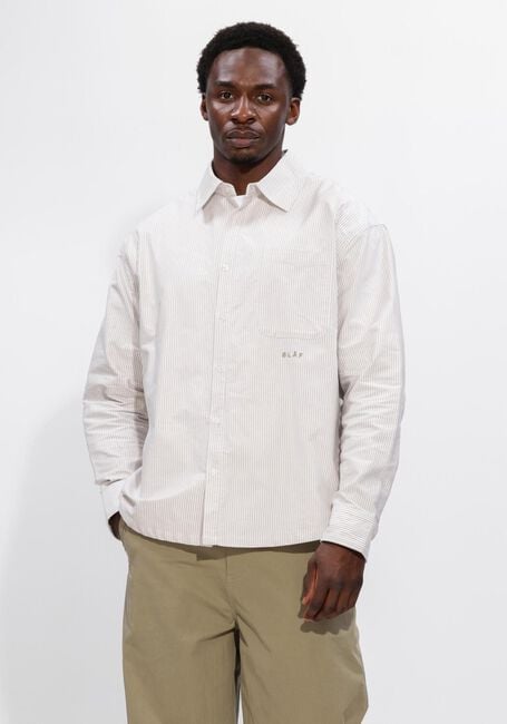Beige OLAF HUSSEIN Casual overhemd OVERSIZED STRIPE OXFORD SHIRT - large