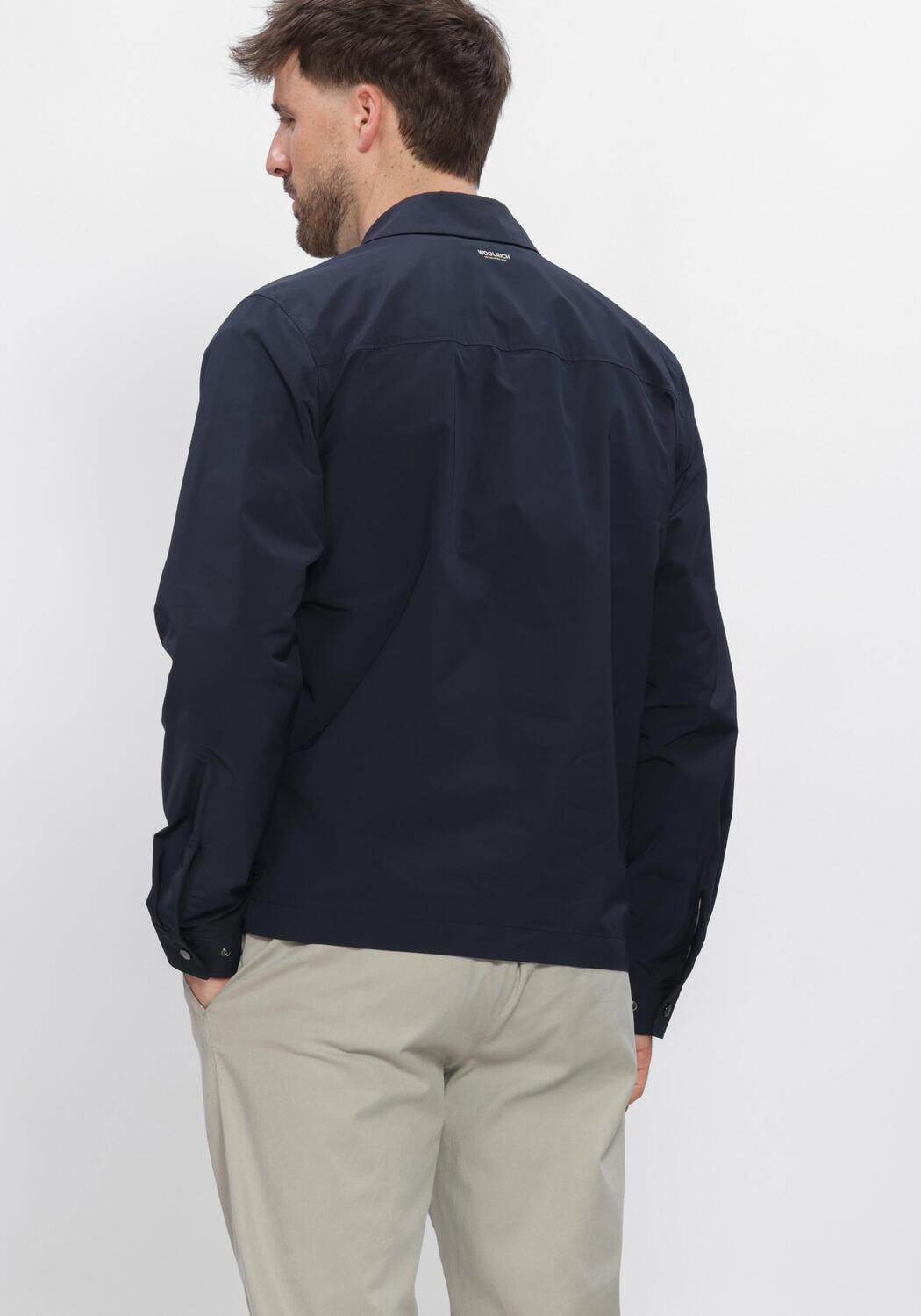 Donkerblauwe WOOLRICH Jack URBAN TIMBER OVERSHIRT - large