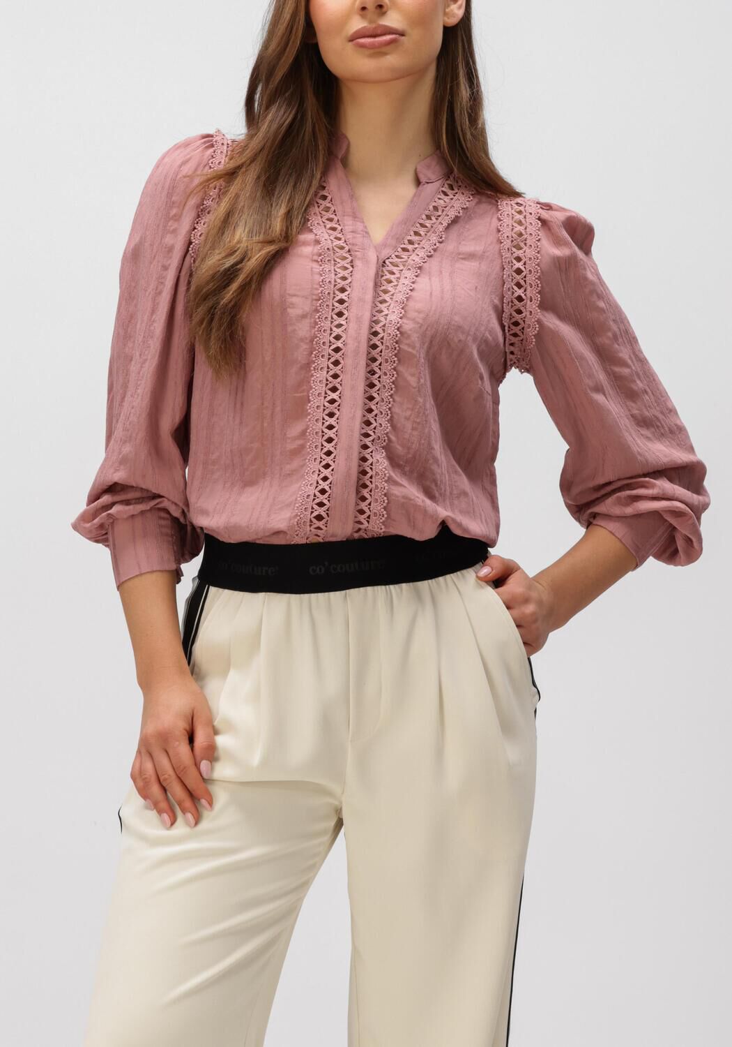 Roze CO'COUTURE Top KESI LACE V-SHIRT - large