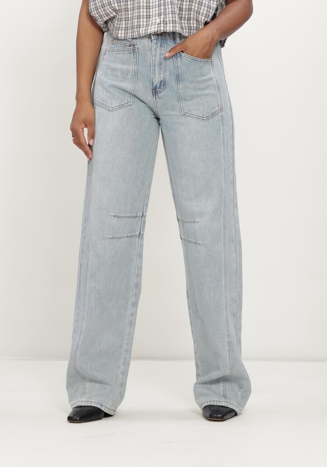 Blauwe HAUTE L'AMITI&Eacute; Jeans BARREL FRONT POCKET TALL JEANS - large