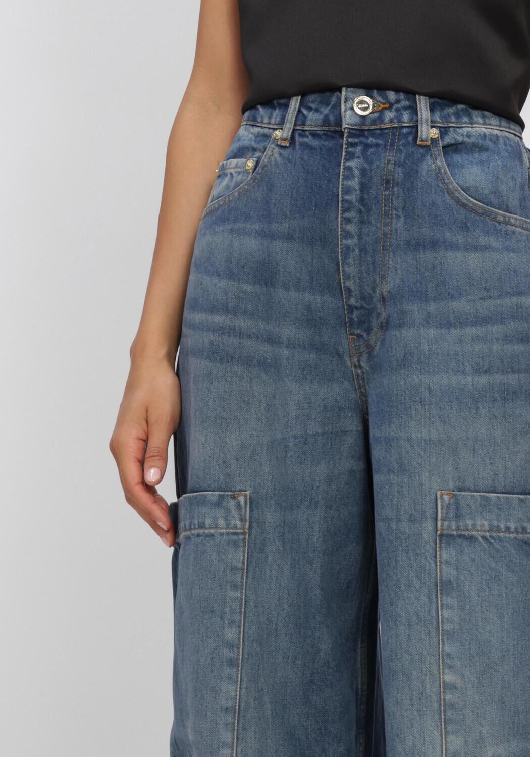 Blauwe GANNI Wijde broek BAGGY CARGO JEANS - large