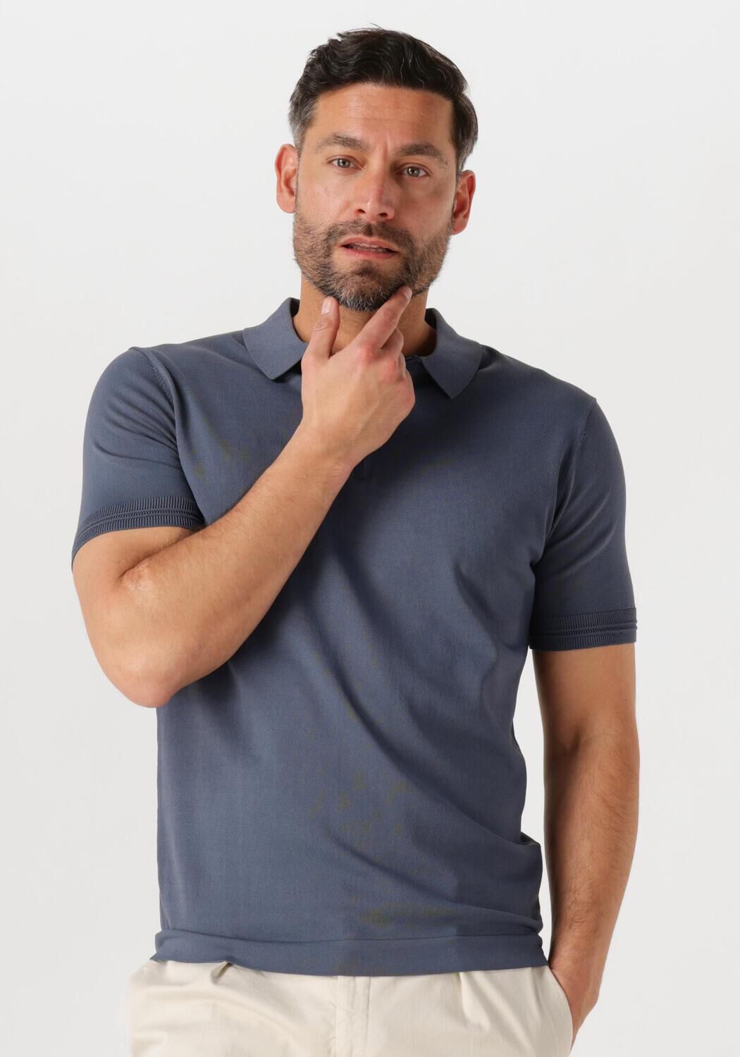 Genti Polo Heren Polo Zip Ss K2053-1260, Maat: M, Kleur: Grijs afbeelding