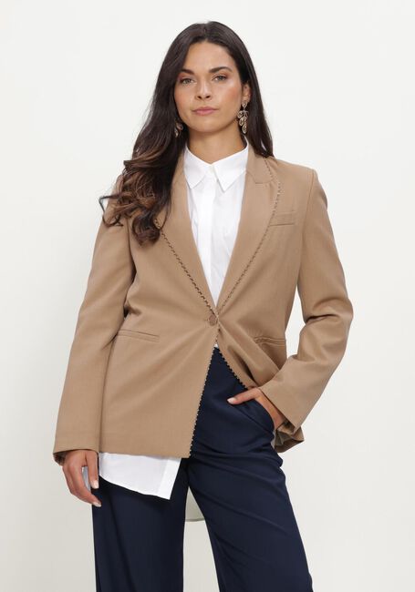 Camel FORTE FORTE Jack GRAIN DE POUDRE EMBROIDERED SPEAR COLLAR JACKET - large