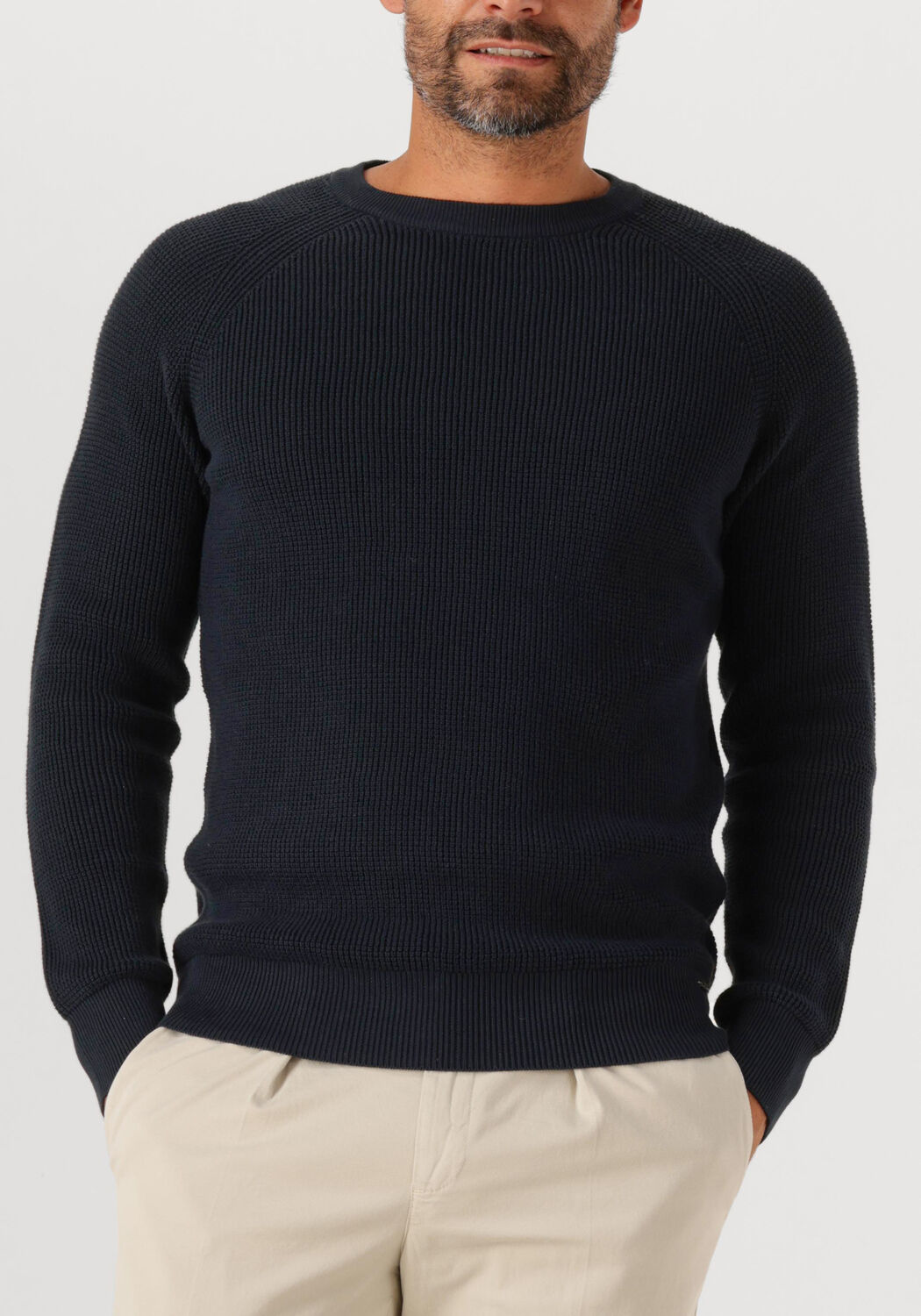 Donkerblauwe GENTILUOMO Trui ROUND LS RAGLAN - large