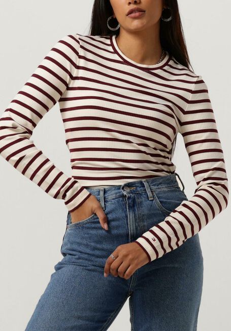 Rode TOMMY HILFIGER Tops & T-shirts SLIM 5X2 RIB STRIPE C-NK LS - large