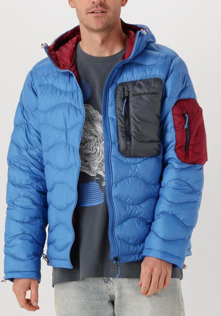 Blauwe PEAK PERFORMANCE Gewatteerde jas HELIUM UTILITY DOWN HOOD JACKET MEN - large