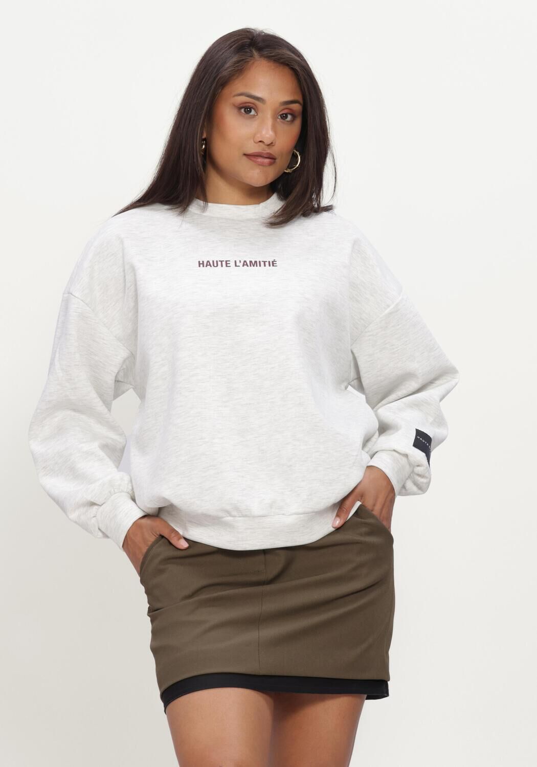 Lichtgrijze HAUTE L'AMITI&Eacute; Truien/vesten BACK PRINT STUDIO SWEAT - large