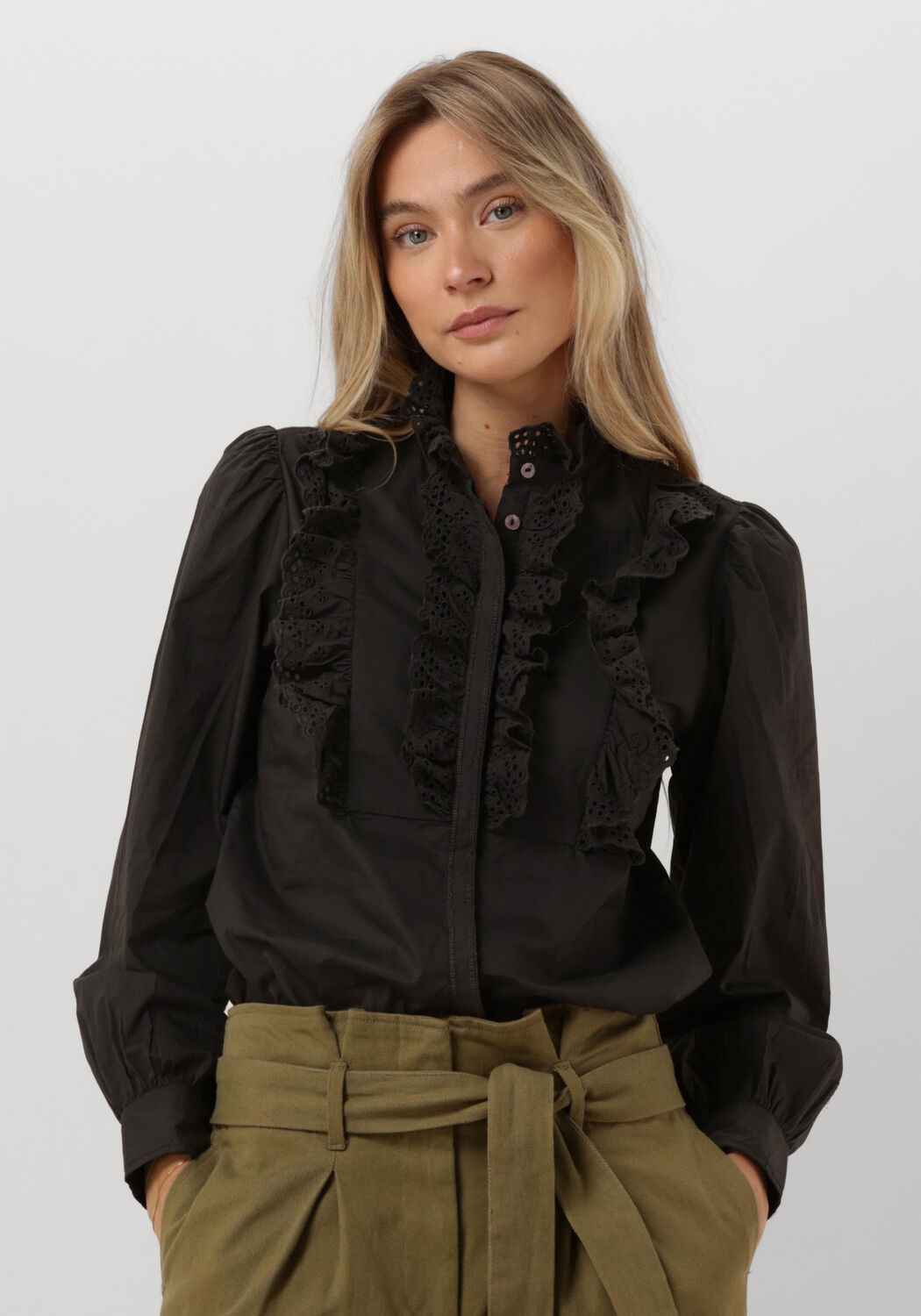 Antik Batik Blouse Dames Charlotte Blouse, Maat: L, Kleur: Zwart