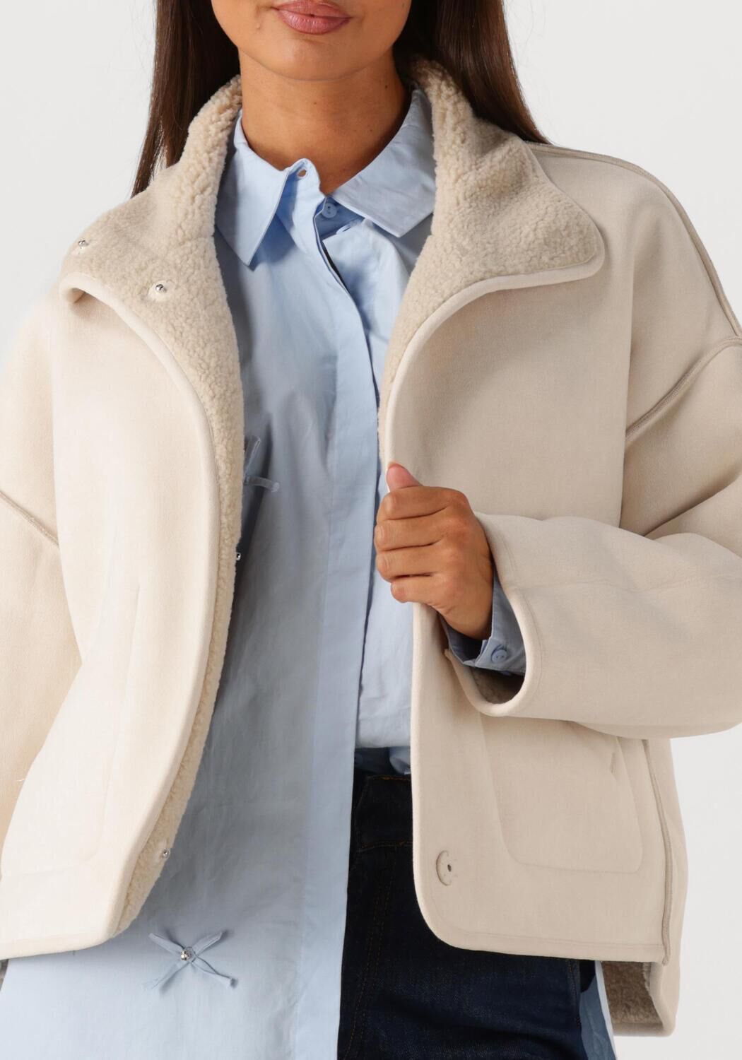 Beige KNIT-TED Teddy jas JILL - large