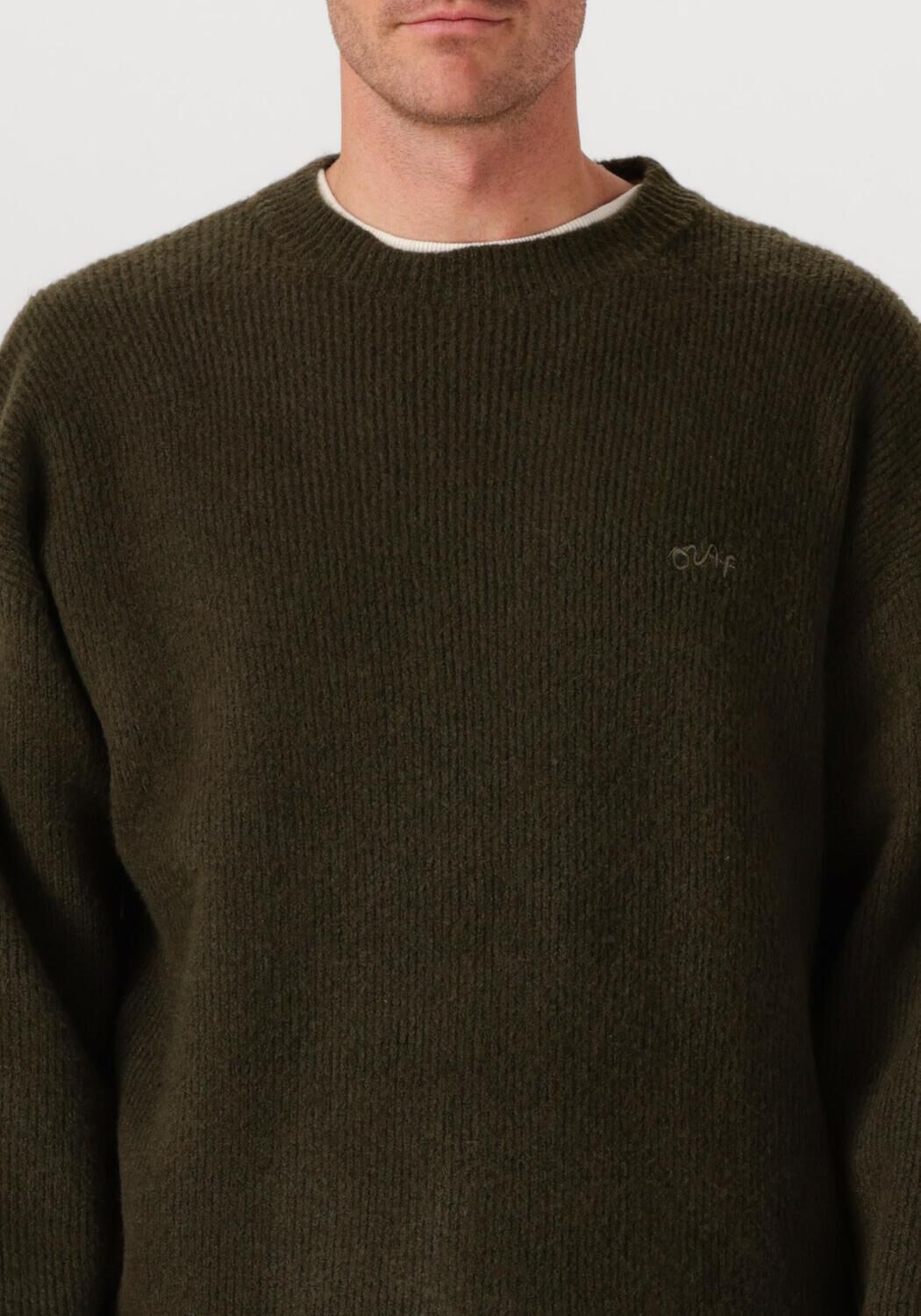 Donkergroene OLAF HUSSEIN Trui SIGNATURE KNITTED CREWNECK - large
