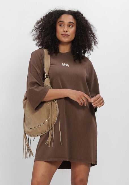 Bruine ALIX THE LABEL Jurken LADIES KNITTED ALIX T-SHIRT DRESS - large