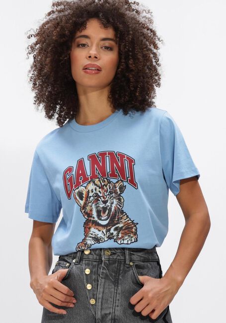 Blauwe GANNI T-shirt BLISSFUL BLUE 745 - large