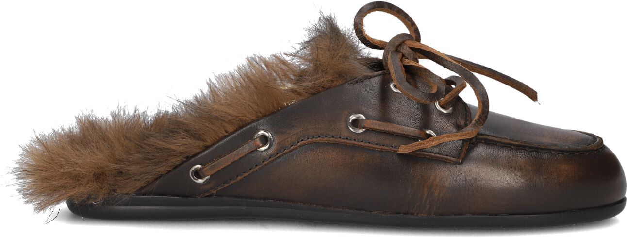 Posa Posa Instappers Dames Boat Loafer Mule Hairy Fur