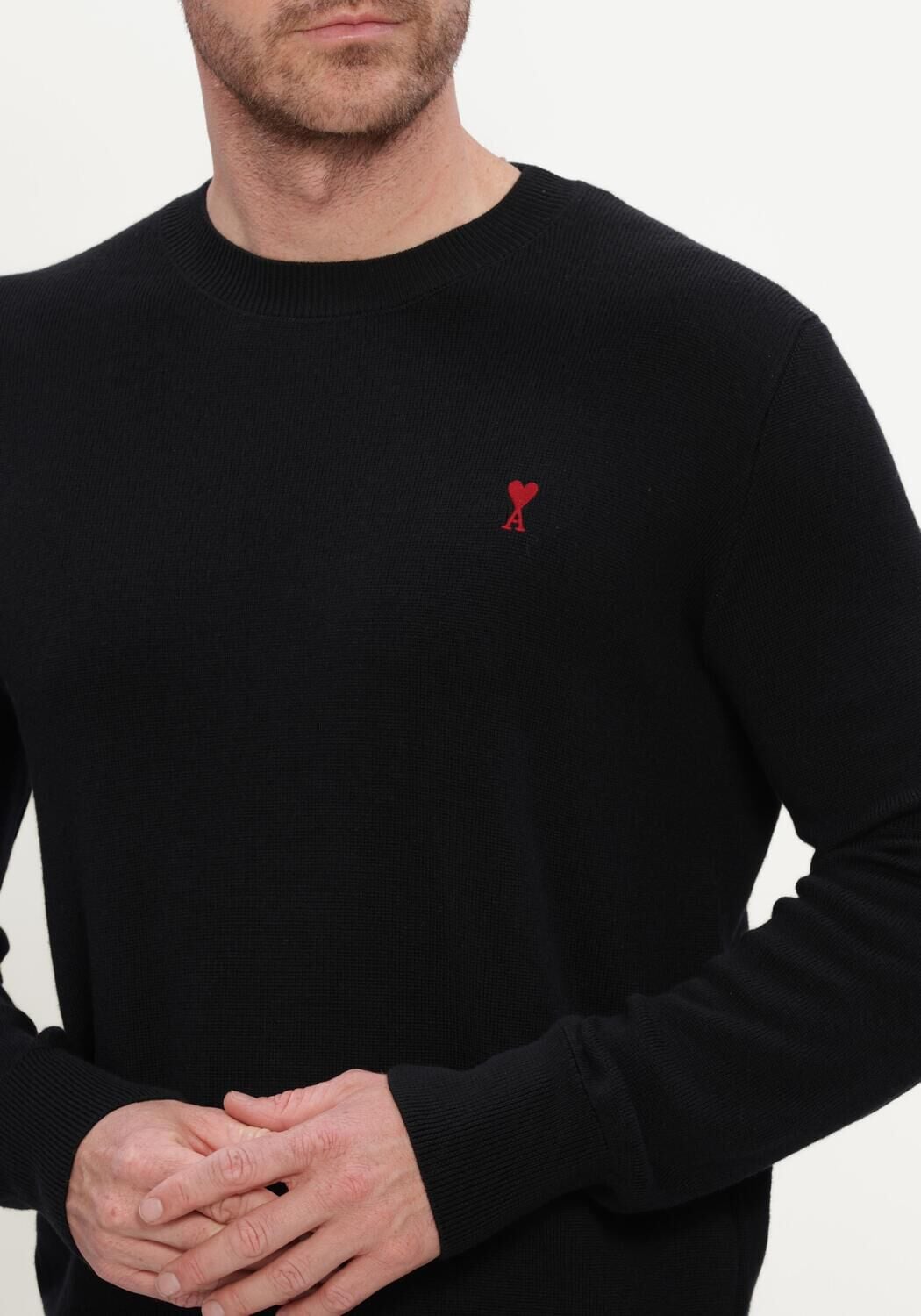 Zwarte AMI PARIS Trui QUOTA - CREWNECK SWEATER WITH AMI DE COEUR - large