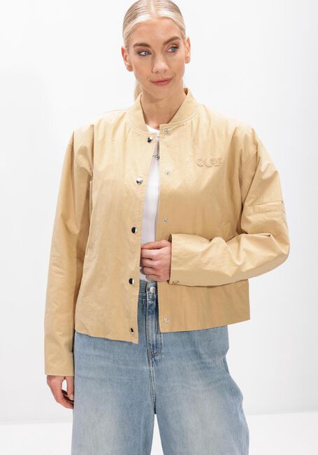 Beige OLAF HUSSEIN Jack RETRO LOGO BOMBER JACKET - large