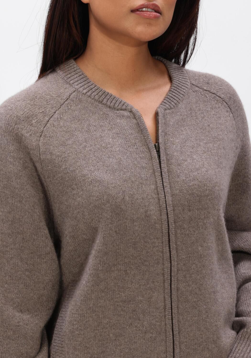 Taupe LISA YANG Trui NESSIE ZIP CARDIGAN JACKET - large