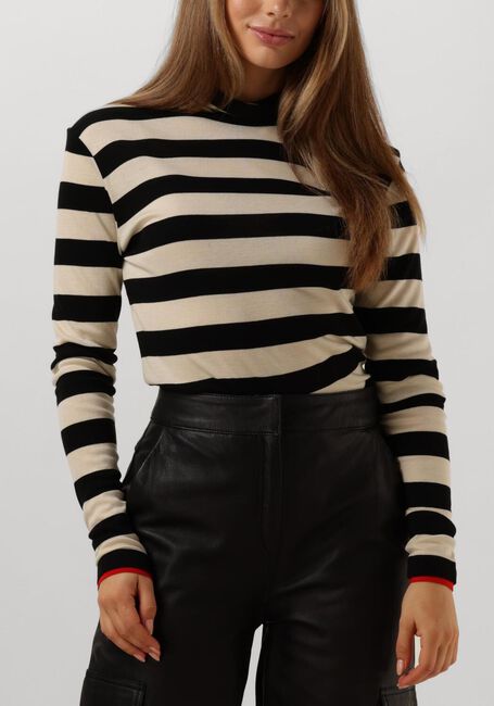 Zwarte SUMMUM Tops & T-shirts TURTLE NECK TOP SHEER JERSEY STRIPE - large