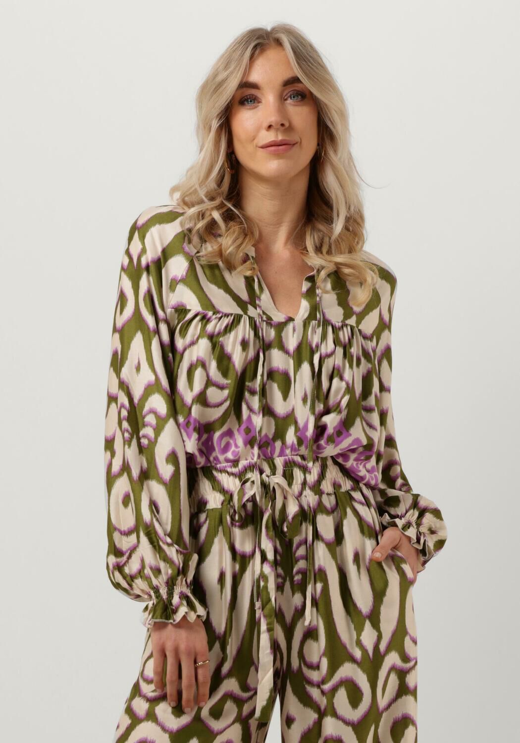 Amaya Amsterdam Blouse Dames Carmen, Maat: XS, Kleur: Groen