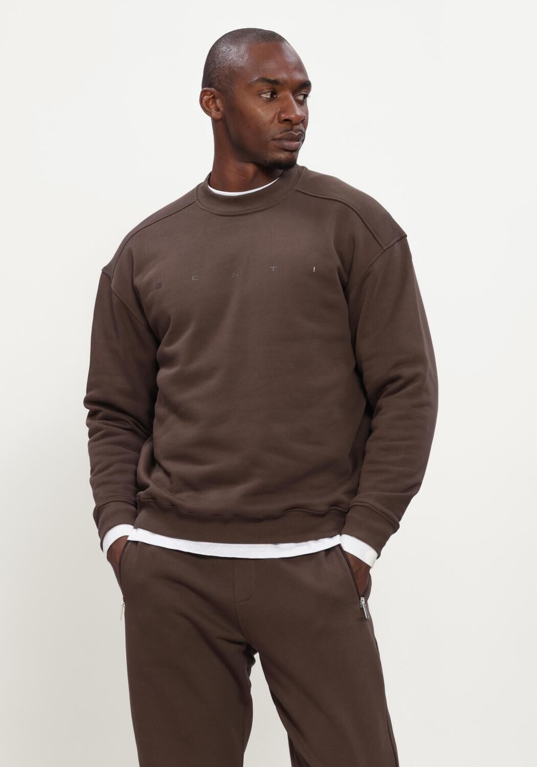 Bruine GENTI Truien/vesten SWEAT CREW - large
