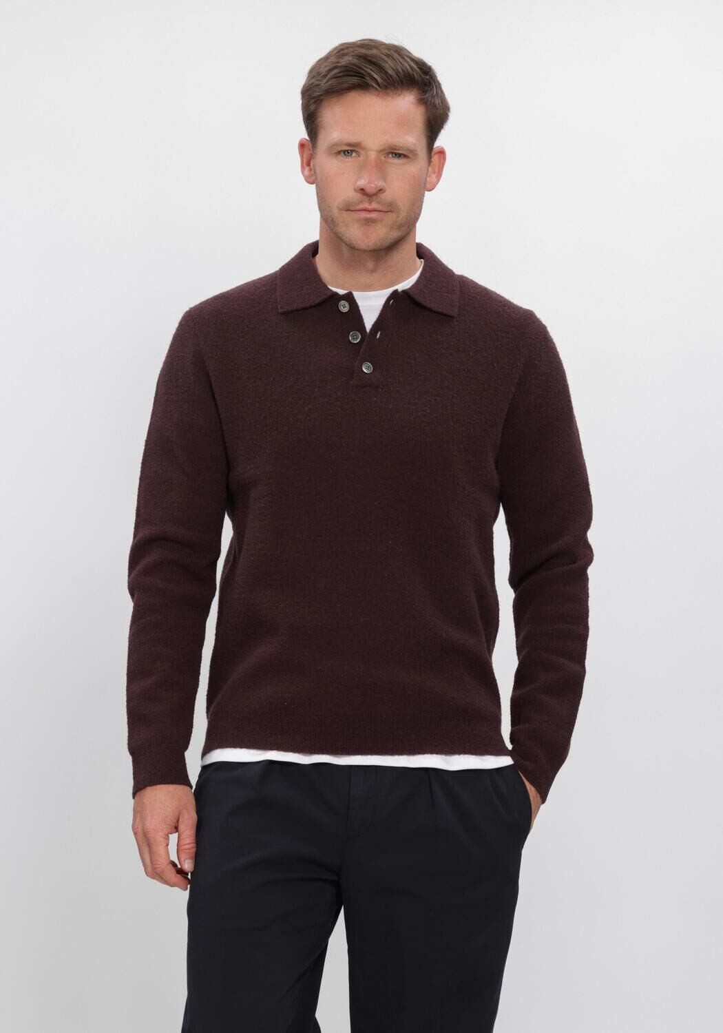 Bordeaux PROFUOMO Polo POLO LS BOILED WOOL - large