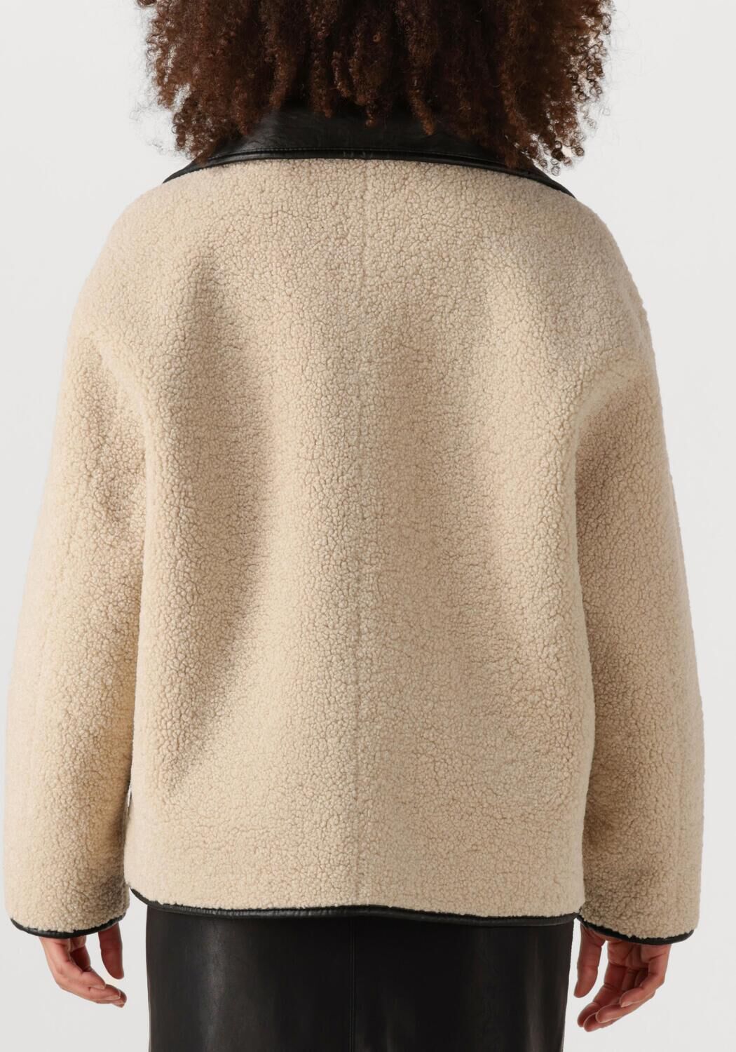 Zwarte KNIT-TED Leren jas COZY - large