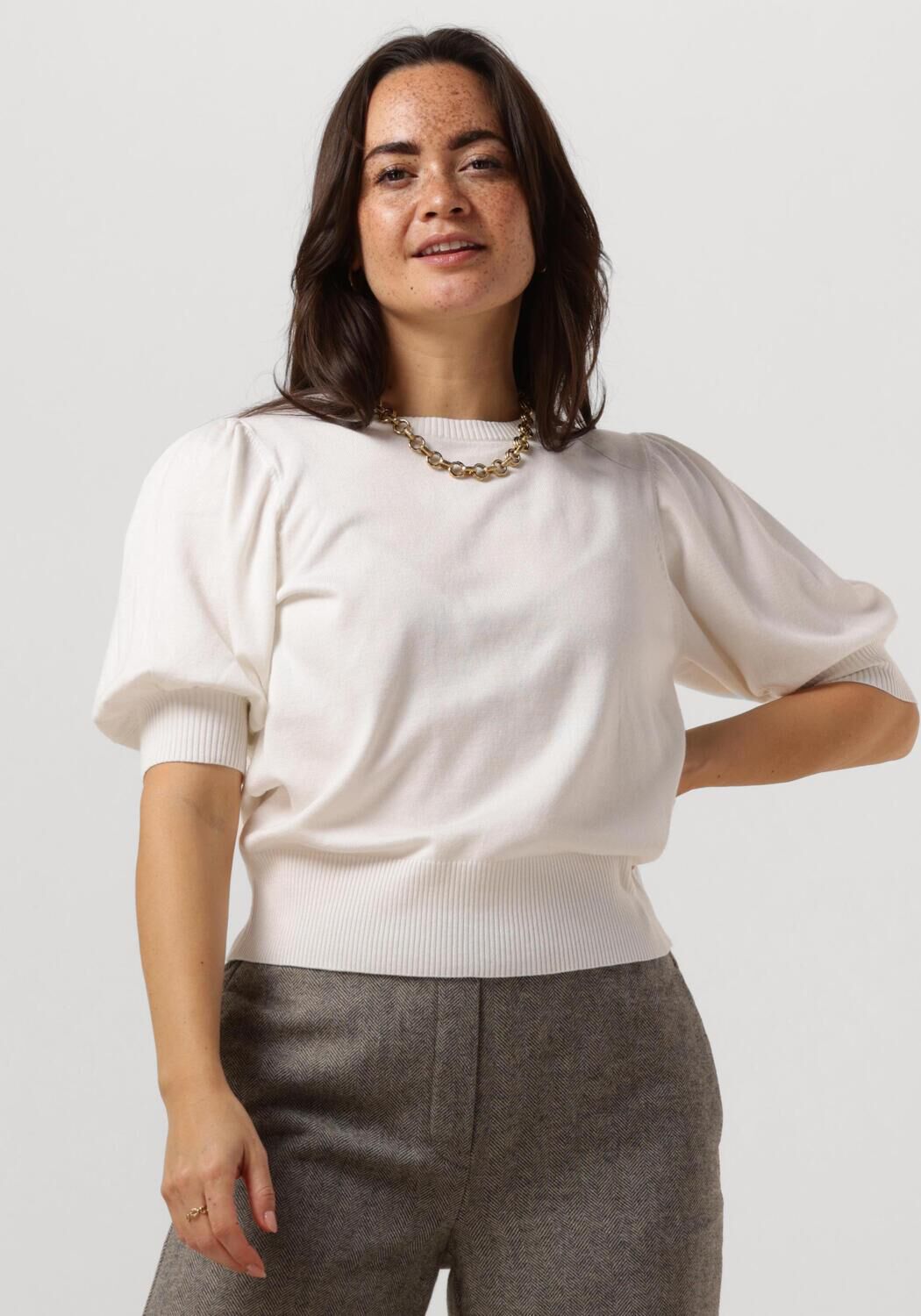 Minus Top Dames Liva Knit Tee, Maat: S, Kleur: Gebroken wit afbeelding