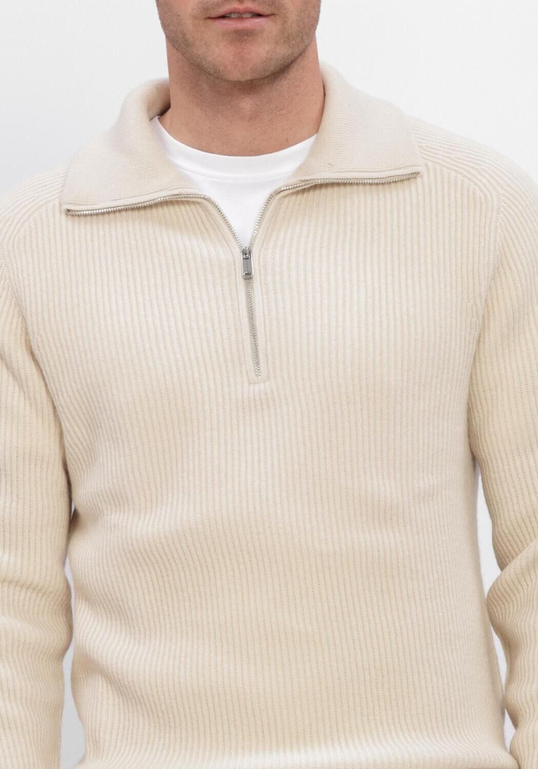 Creme PROFUOMO Trui PULLOVER HALF ZIP HEAVY WOOL - large
